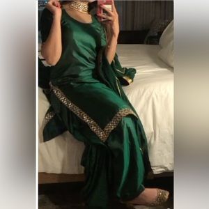 Emerald green patiala shalwar suit with dupata